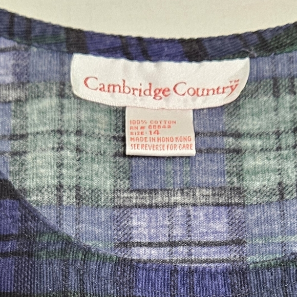 VTG Womens Overall Corduroy Maxi Dress 100% Cotton Tartan Jumper Blue Green L - Picture 3 of 15